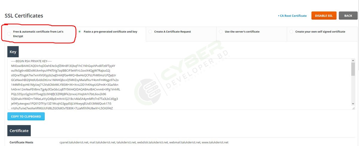 Activate SSL Certificate Screenshot 2